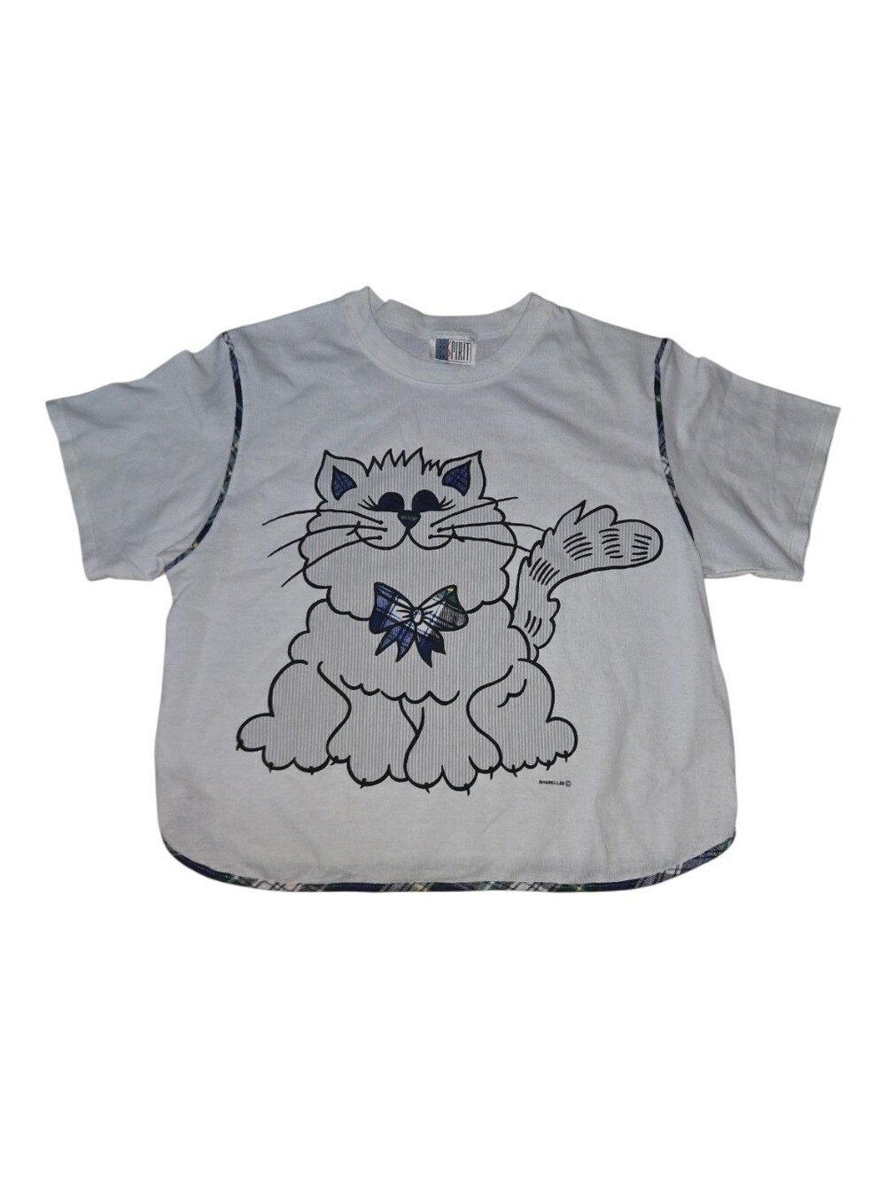 Vintage Dead Stock Tee with Smiling Cat Graphic and Bow Size M